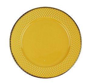 PRATO RASO PORCELANA DROPS AMARELO 27cm