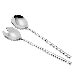 CJ 2 PC DE AÇO INOX COLHER E GARFO P/SALADA BAMBU