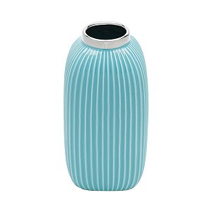 VASO DECORATIVO CERÂMICA TURQUESA 13x25cm