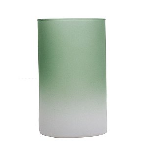 VASO VIDRO VERDE/BRANCO 9x15cm
