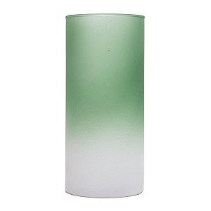 VASO VIDRO VERDE/BRANCO 9x21cm