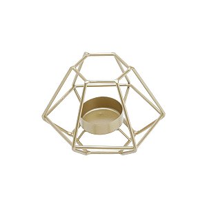 PORTA VELA METAL DOURADO 12x10x8cm