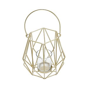 PORTA VELA METAL DOURADO 15x15cm