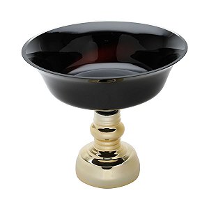 CENTRO DE MESA VIDRO PRETO/DOURADO 15x32cm