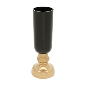 VASO VIDRO PRETO/DOURADO 13x35cm