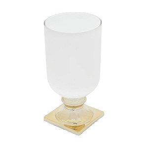VASO VIDRO BRANCO/DOURADO 13x29cm