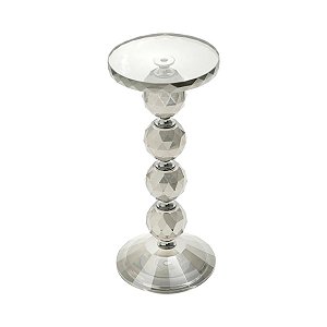 CASTIÇAL DE CRISTAL CINZA 23cm