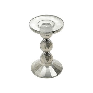CASTIÇAL DE CRISTAL CINZA 16cm