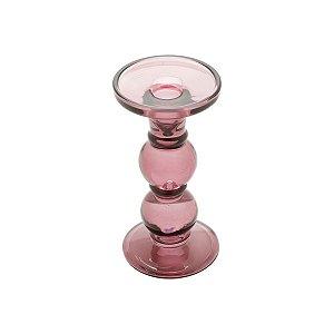 CASTIÇAL DE VIDRO LÍLAS 18cm