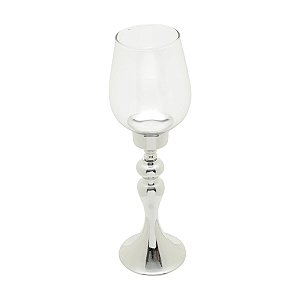 CASTIÇAL DE FERRO E VIDRO 38cm