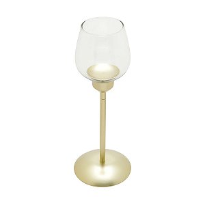 CASTIÇAL DE FERRO E VIDRO 29cm