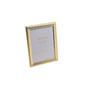 PORTA RETRATO DE AÇO THICK LINE DOURADO 10X15cm