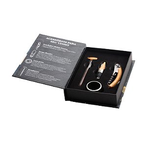 CJ 4PC DE AÇO INOX P/VINHO C/CAIXA