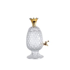 DISPENSER DE CRISTAL ECOLÓGICO ABACAXI C/COROA DOURADA 3l