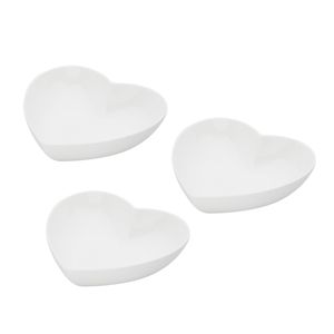 CJ 3 PETISQUEIRAS DE PORCELANA CORAÇÃO 15x13x4,5cm