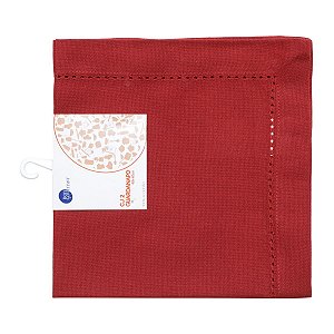 CJ 2 GUARDANAPOS PONTO AJOUR ALGODÃO VERMELHO 40x40cm