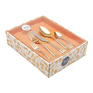 FAQUEIRO 30PC DE AÇO INOX PVD DOURADO ROMA C/GIFT BOX