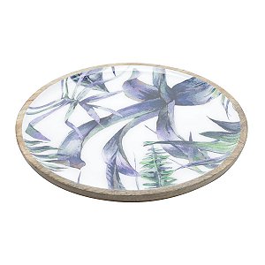 BANDEJA REDONDA DE MADEIRA FLOWER 35X2,5cm