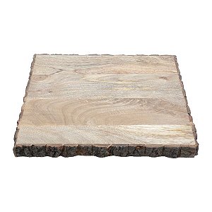 BANDEJA QUADRADA C/SUPORTE DE MADEIRA P/SERVIR 32x32x7,5cm