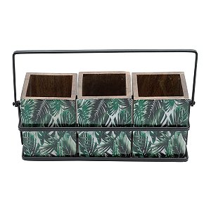 PORTA TALHER DE MADEIRA LEAF 25x9x11cm