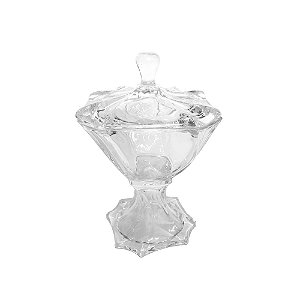 POTICHE DECORATIVO DE CRISTAL C/TAMPA E PÉ NAPTUNE 17x26cm