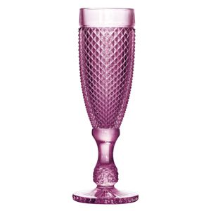 CJ 6 TAÇAS DE VIDRO P/CHAMPAGNE BICO DE JACA LILÁS 185ml
