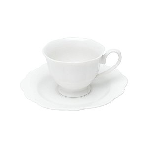 CJ 6 XÍCARAS DE CAFÉ C/PIRES DE PORCELANA BRANCO 80ml