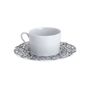 CJ 6 XÍCARAS P/CHÁ DE PORCELANA C/PIRES LIMOGES ZEN-MARBRE NOIR 220ML
