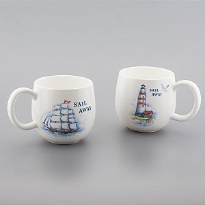 CJ 2 CANECAS DE PORCELANA BOAT 300ML