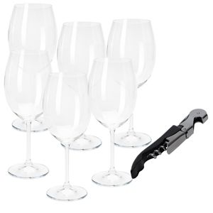 KIT CJ 6 TAÇAS 450ml E SACA-ROLHAS