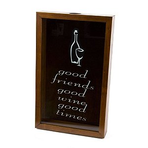 QUADRO DE MADEIRA PORTA ROLHA DE VINHO DE MADEIRA NATURALS 46,5X30,5X5cm