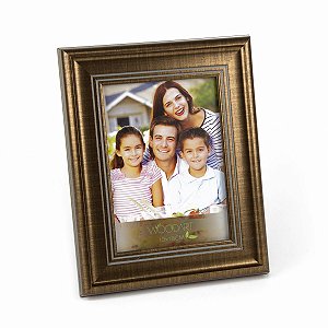 PORTA-RETRATO DE MADEIRA FRISO BRONZEADO E CINZA 15x21cm