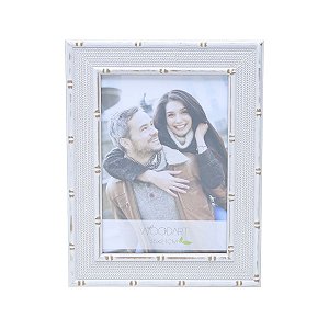 PORTA-RETRATO DE MADEIRA BAMBU ORNAMENTAL BRANCO 13x18cm