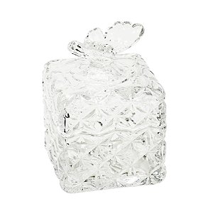 POTICHE DECORATIVO DE CRISTAL C/TAMPA BORBOLETA 10x14cm