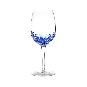 JG 6 TAÇAS CRAQUELADAS DE VIDRO PARA VINHO 360 ML AZUL