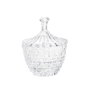 POTICHE DECORATIVO  DE CRISTAL C/TAMPA BRICK 11X14,5cm