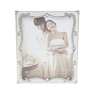 PORTA RETRATO PLASTICO PEROLADO C/ STRASS 20 X 25CM