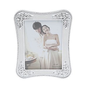 PORTA RETRATO PLASTICO PRATEADO C/ STRASS 15 X 20CM