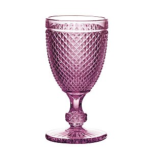 CJ 6 PC TAÇA P/VINHO DE VIDRO BICO DE JACA LILÁS 235 ML