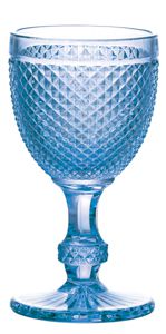 CJ 6PC TAÇA P/AGUA DE VIDRO BICO DE JACA AZUL 255 ML