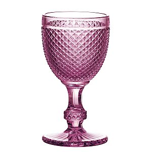 CJ 6PC TAÇA P/AGUA DE VIDRO BICO DE JACA LILÁS 255 ML