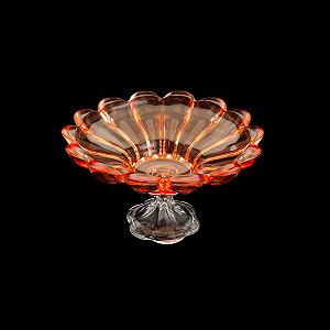 CENTRO DE MESA DE CRISTAL C/PÉ  TULIP PINK 32,5X32,5X19cm