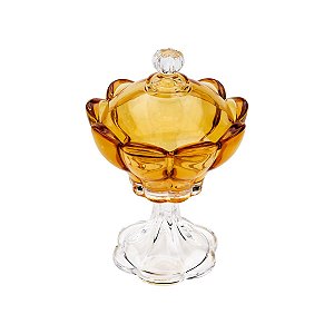 POTICHE DECORATIVO DE CRISTAL TULIP ÂMBAR 17,5X24cm