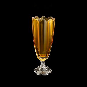 VASO DE CRISTAL C/PÉ TULIP ÂMBAR 12,5X32,5cm