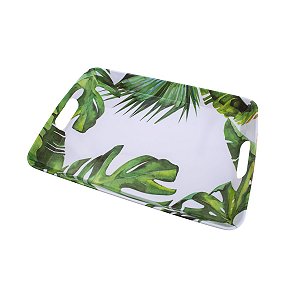 BANDEJA DE MELAMINA RETANGULAR C/ALÇA LEAVES 47X33,5X5,5cm