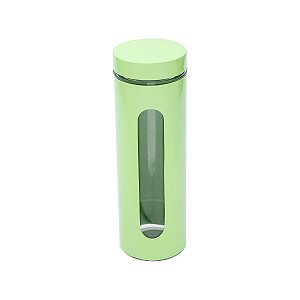 PORTA MANTIMENTO DE AÇO INOX E VIDRO VERDE 10X31CM