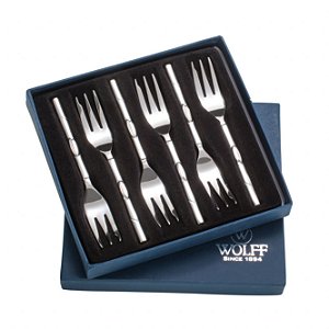 CJ 6PC GARFOS P/TORTA DE AÇO INOX BAMBU
