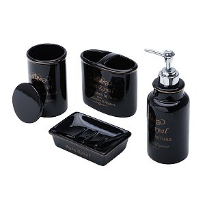 JG 4PC P/BANHEIRO DE CERÂMICA ROYAL PRETO
