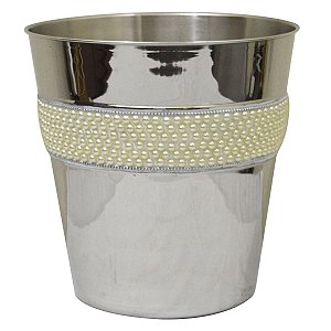 LIXEIRA EM AÇO INOX PÉROLA 24 X 24X 23,5 CM
