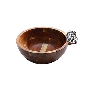 BOWL DE ACÁCIA ABACAXI PRATA 20X22,5X7,5CM